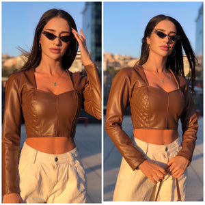 Leather crop top