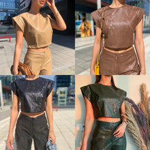 Load image into Gallery viewer, Pant &amp; crop top leather
