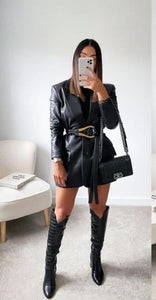 Leather dress with belt